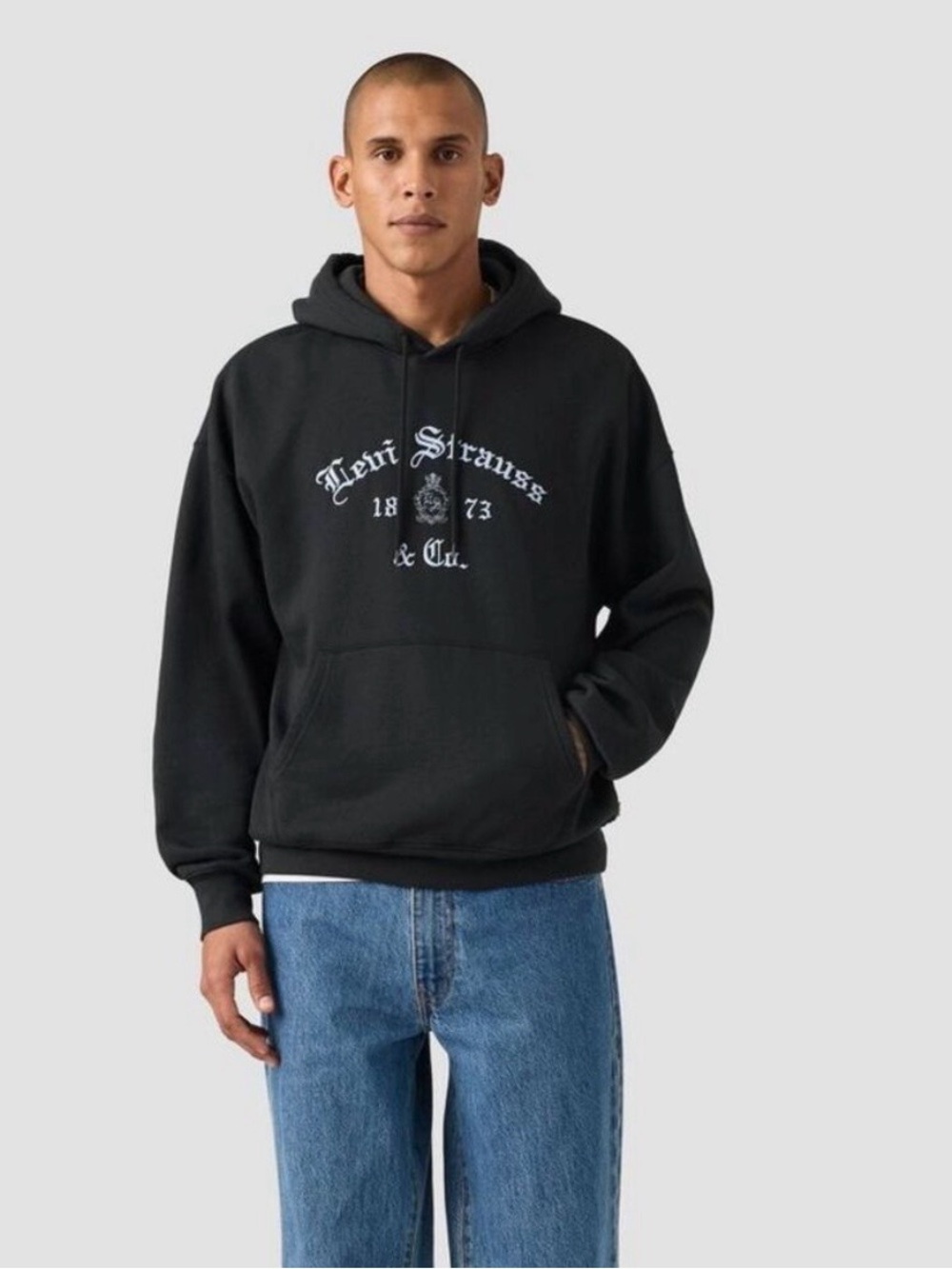 Levi's Black Pullover Hoodie with White Script Logo